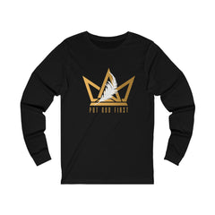 Unisex Jersey Long Sleeve Tee with Gold Logo