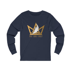 Unisex Jersey Long Sleeve Tee with Gold Logo