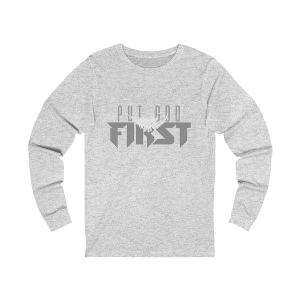 Unisex Jersey Long Sleeve Tee with Silver Logo