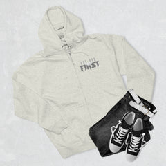 French Terry Zip Hoodie with Silver Logo