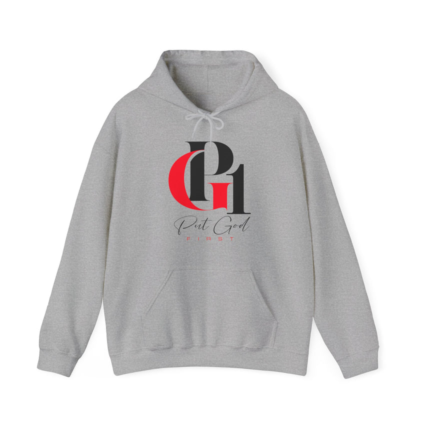 Unisex Heavy Blend™ Hooded Sweatshirt with Red and Black Logo