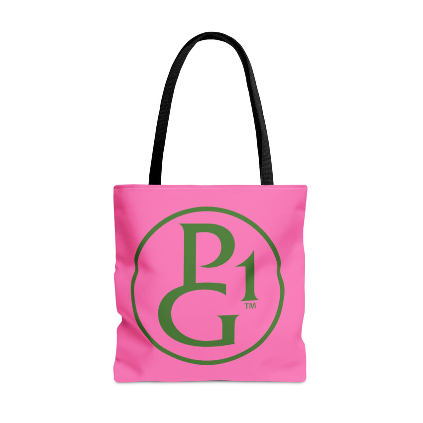 Pink Tote Bag with Original Logo - Green