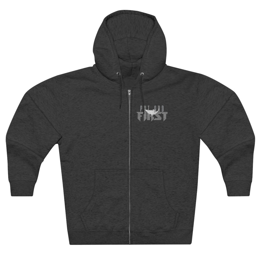 French Terry Zip Hoodie with Silver Logo