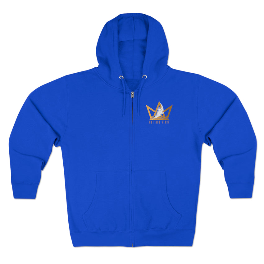 French Terry Zip Hoodie with Gold Logo