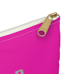 Hot Pink Accessory Pouch with Silver Logo