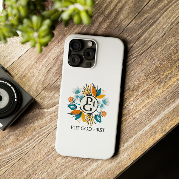 Slim Phone Case with Floral Logo