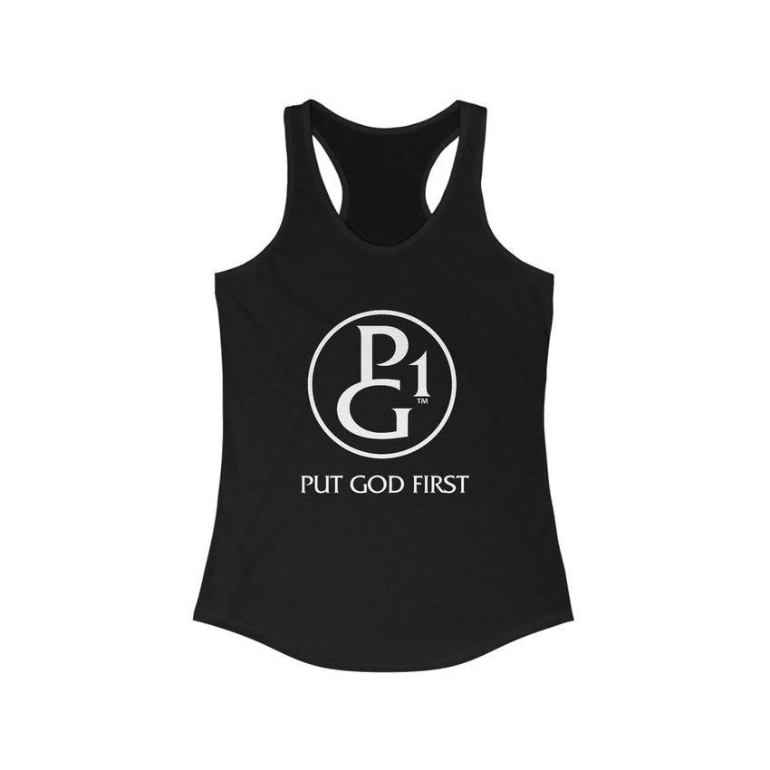 Women's Ideal Racerback Tank with Original Logo - White