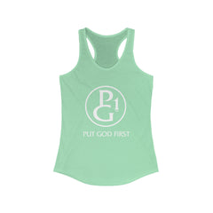 Women's Ideal Racerback Tank with Original Logo - White