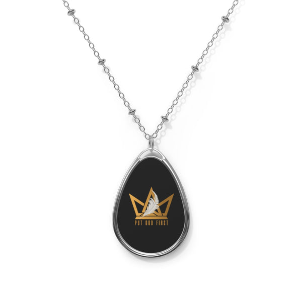 Oval Necklace with Gold Logo