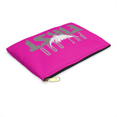 Hot Pink Accessory Pouch with Silver Logo