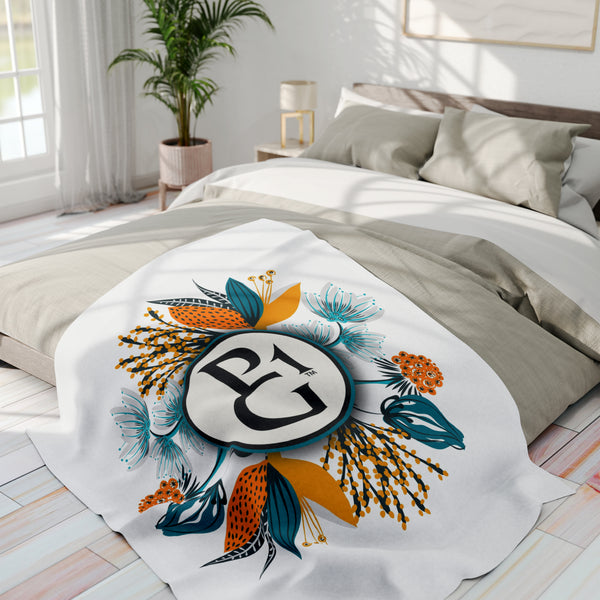 Arctic Fleece Blanket with Floral Logo