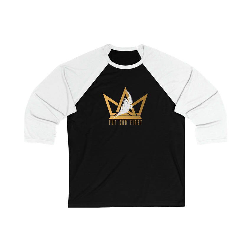 Unisex 3/4 Sleeve Baseball Tee with Gold Logo