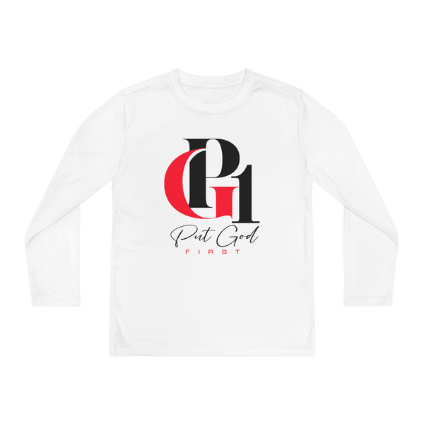 Youth Long Sleeve Competitor Tee with Red and Black Logo