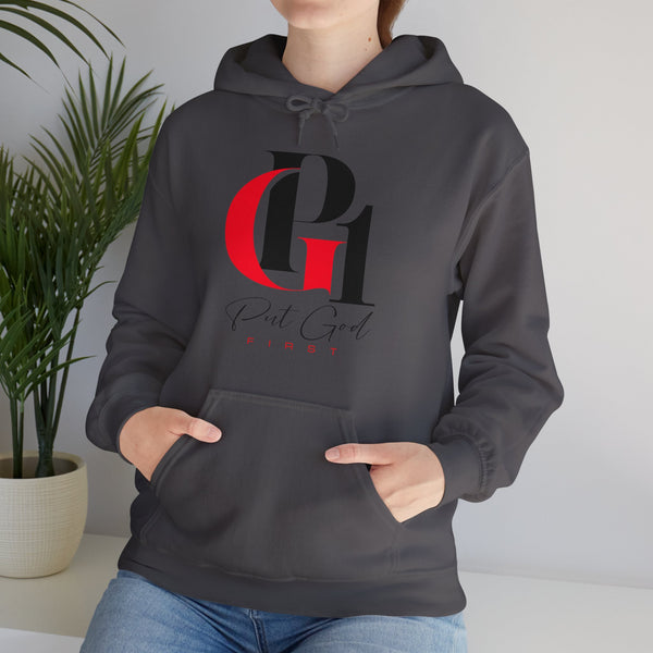 Unisex Heavy Blend™ Hooded Sweatshirt with Red and Black Logo