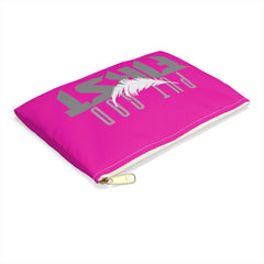 Hot Pink Accessory Pouch with Silver Logo